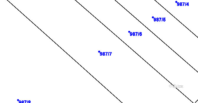 Parcela st. 987/7 v KÚ Kosmonosy, Katastrální mapa