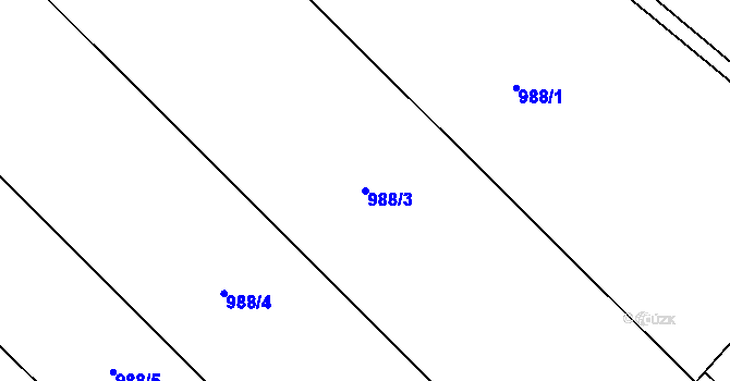 Parcela st. 988/3 v KÚ Kosmonosy, Katastrální mapa