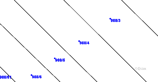 Parcela st. 988/4 v KÚ Kosmonosy, Katastrální mapa