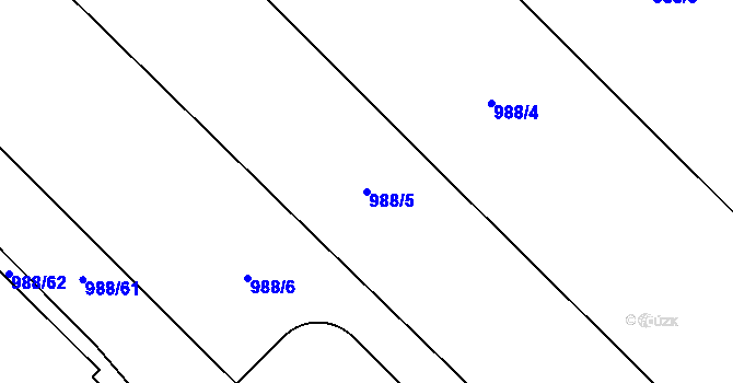 Parcela st. 988/5 v KÚ Kosmonosy, Katastrální mapa