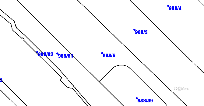 Parcela st. 988/6 v KÚ Kosmonosy, Katastrální mapa