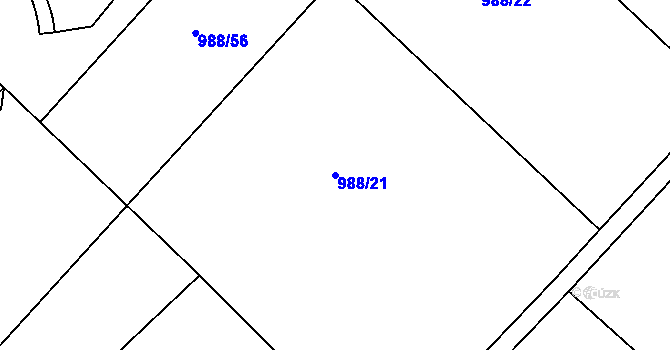 Parcela st. 988/21 v KÚ Kosmonosy, Katastrální mapa