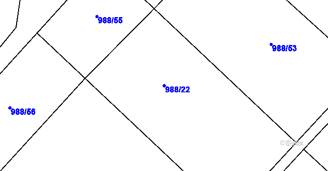 Parcela st. 988/22 v KÚ Kosmonosy, Katastrální mapa
