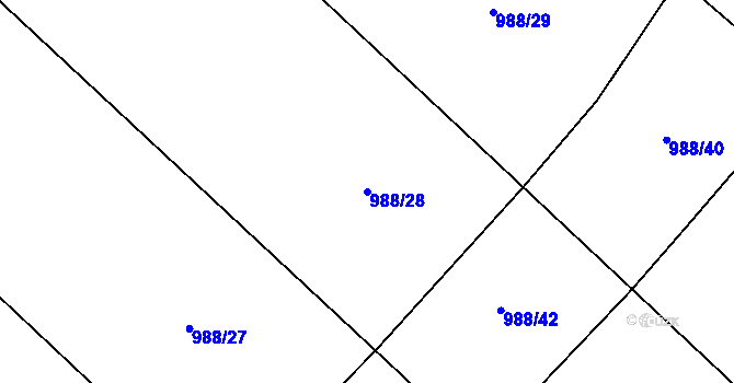 Parcela st. 988/28 v KÚ Kosmonosy, Katastrální mapa