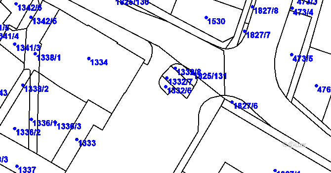 Parcela st. 1332/6 v KÚ Kosmonosy, Katastrální mapa