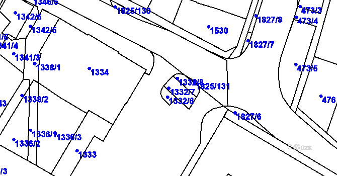 Parcela st. 1332/7 v KÚ Kosmonosy, Katastrální mapa