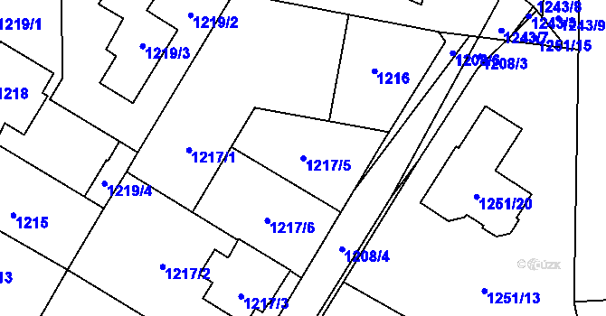 Parcela st. 1217/5 v KÚ Kosmonosy, Katastrální mapa