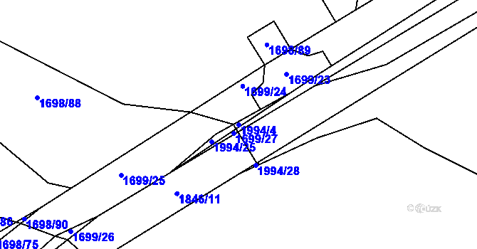 Parcela st. 1994/4 v KÚ Kosmonosy, Katastrální mapa