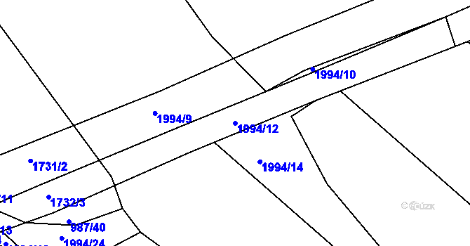 Parcela st. 1994/12 v KÚ Kosmonosy, Katastrální mapa
