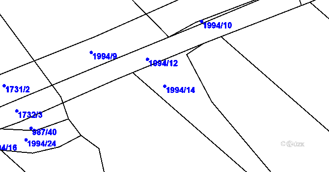 Parcela st. 1994/14 v KÚ Kosmonosy, Katastrální mapa