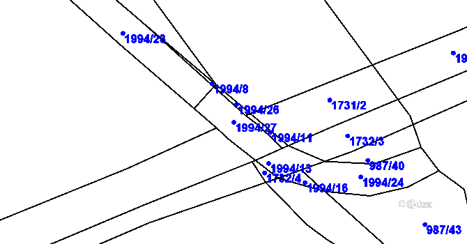 Parcela st. 1994/27 v KÚ Kosmonosy, Katastrální mapa