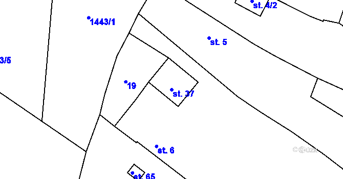 Parcela st. 37 v KÚ Kosmová, Katastrální mapa
