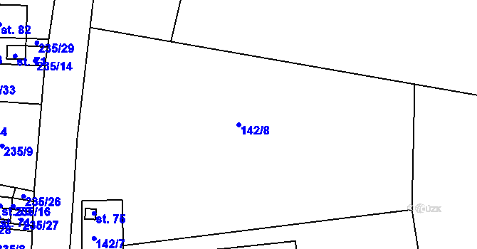 Parcela st. 142/8 v KÚ Kosmová, Katastrální mapa