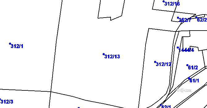 Parcela st. 312/13 v KÚ Kosmová, Katastrální mapa