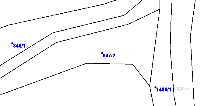 Parcela st. 847/2 v KÚ Kosmová, Katastrální mapa