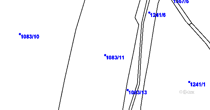 Parcela st. 1083/11 v KÚ Kosmová, Katastrální mapa