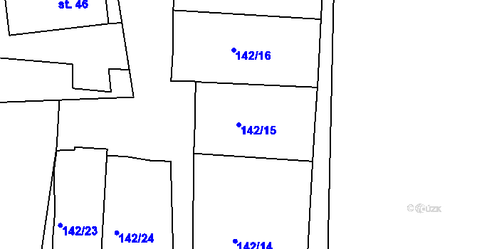Parcela st. 142/15 v KÚ Kosmová, Katastrální mapa