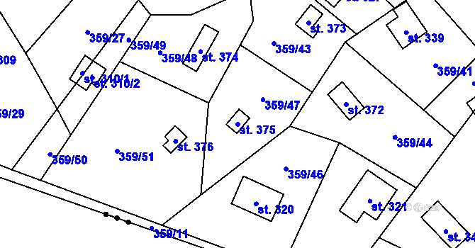Parcela st. 375 v KÚ Kosoř, Katastrální mapa