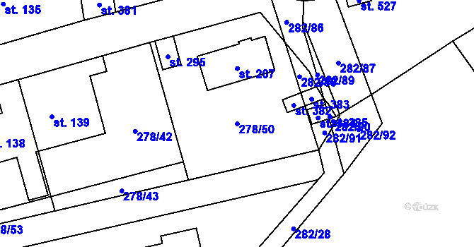 Parcela st. 278/50 v KÚ Kosoř, Katastrální mapa