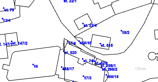 Parcela st. 468/16 v KÚ Kosoř, Katastrální mapa