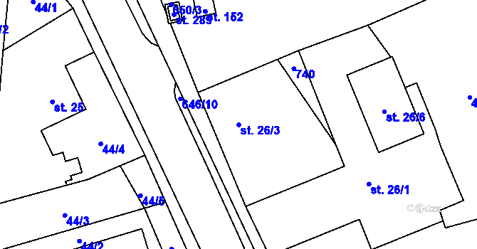 Parcela st. 26/3 v KÚ Kosořice, Katastrální mapa
