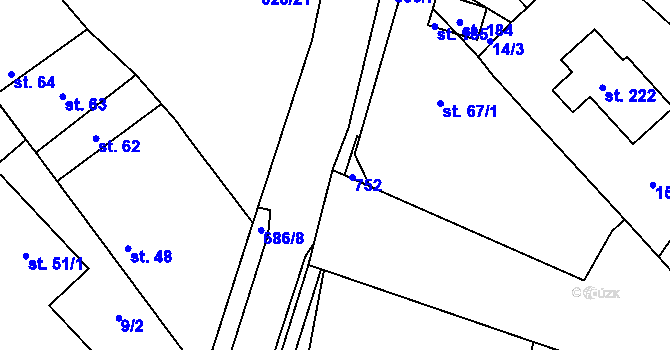Parcela st. 67/5 v KÚ Kosořice, Katastrální mapa