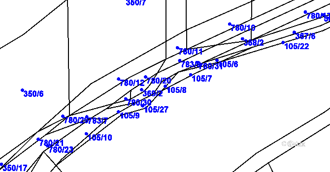 Parcela st. 105/8 v KÚ Kosořice, Katastrální mapa