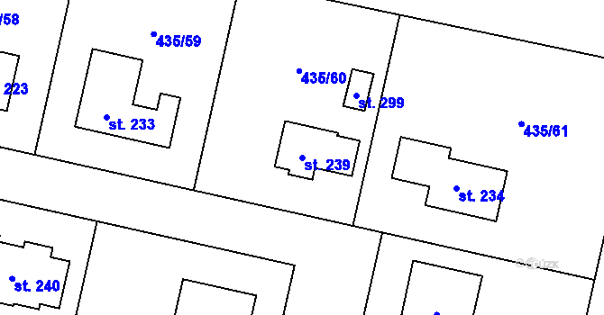 Parcela st. 239 v KÚ Kosořice, Katastrální mapa
