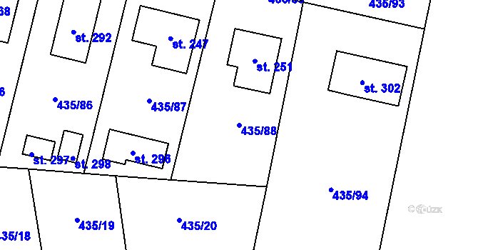 Parcela st. 435/88 v KÚ Kosořice, Katastrální mapa