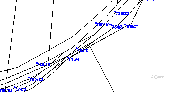 Parcela st. 115/7 v KÚ Kosořice, Katastrální mapa