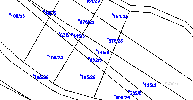 Parcela st. 145/1 v KÚ Kosořice, Katastrální mapa
