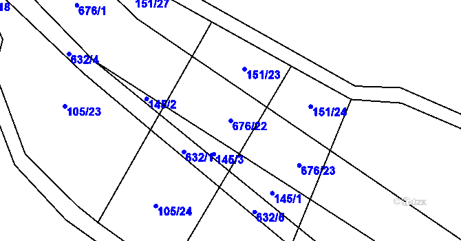 Parcela st. 676/22 v KÚ Kosořice, Katastrální mapa