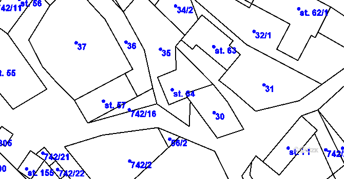 Parcela st. 64 v KÚ Kosov, Katastrální mapa