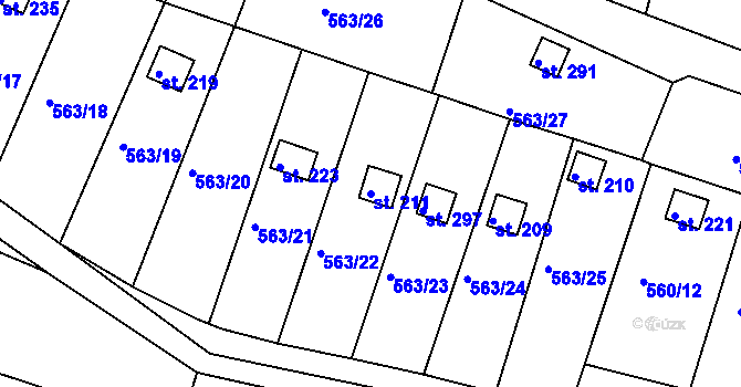 Parcela st. 211 v KÚ Kosov, Katastrální mapa