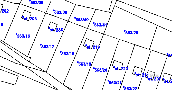 Parcela st. 219 v KÚ Kosov, Katastrální mapa
