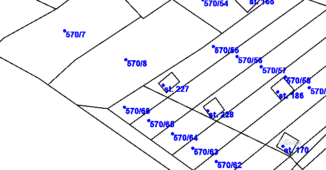 Parcela st. 227 v KÚ Kosov, Katastrální mapa