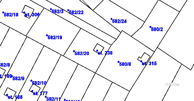 Parcela st. 238 v KÚ Kosov, Katastrální mapa