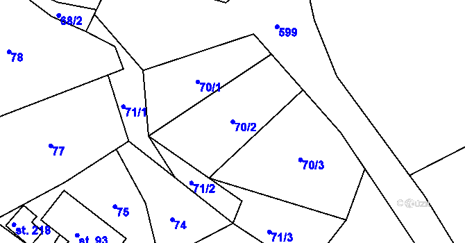 Parcela st. 70/2 v KÚ Kosov, Katastrální mapa