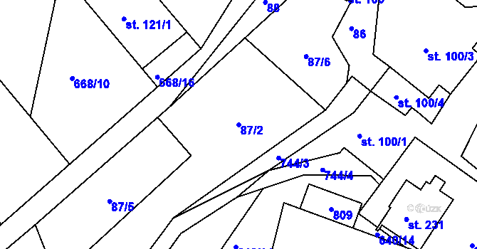 Parcela st. 87/2 v KÚ Kosov, Katastrální mapa