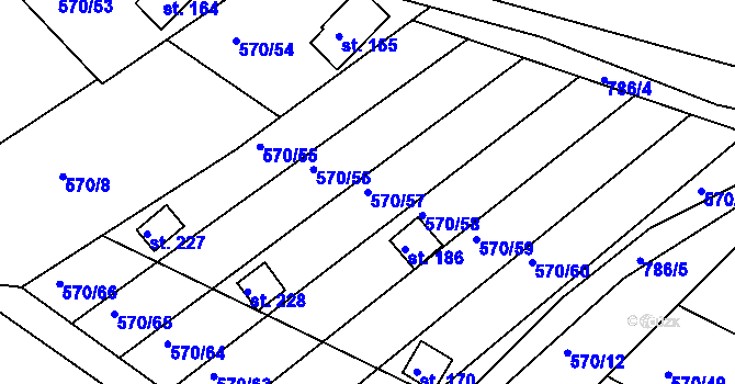 Parcela st. 570/57 v KÚ Kosov, Katastrální mapa