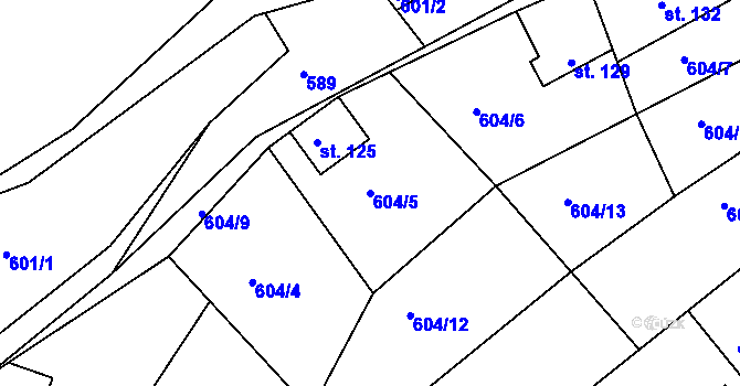 Parcela st. 604/5 v KÚ Kosov, Katastrální mapa