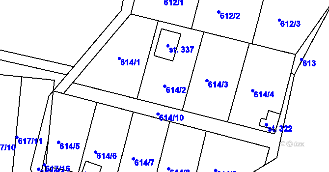 Parcela st. 614/2 v KÚ Kosov, Katastrální mapa