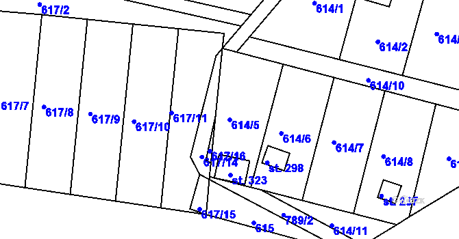 Parcela st. 614/5 v KÚ Kosov, Katastrální mapa