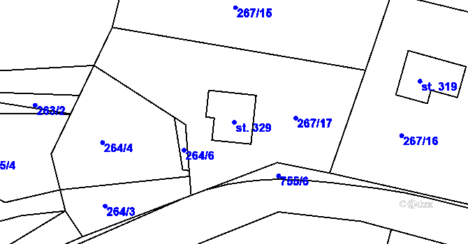 Parcela st. 329 v KÚ Kosov, Katastrální mapa