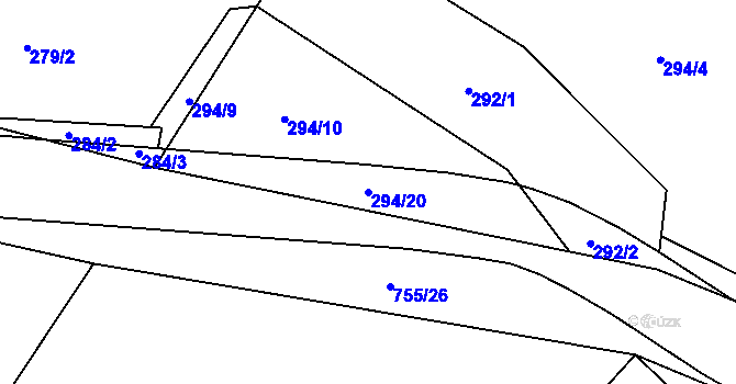 Parcela st. 294/20 v KÚ Kosov, Katastrální mapa