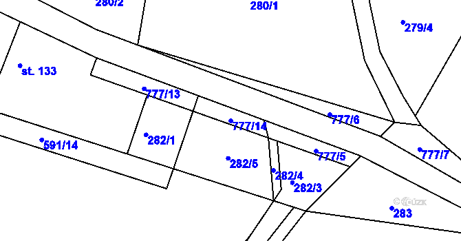 Parcela st. 777/14 v KÚ Kosov, Katastrální mapa