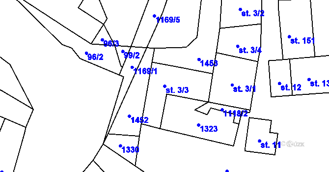 Parcela st. 3/3 v KÚ Kosova Hora, Katastrální mapa