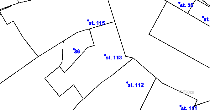 Parcela st. 113 v KÚ Kosova Hora, Katastrální mapa
