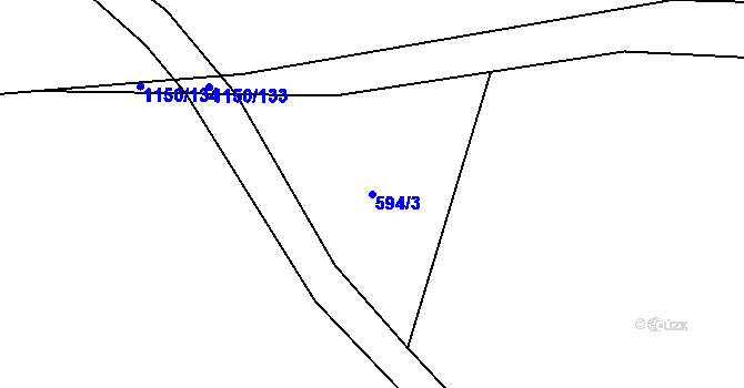 Parcela st. 594/3 v KÚ Kosova Hora, Katastrální mapa