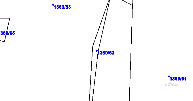 Parcela st. 1360/63 v KÚ Kosova Hora, Katastrální mapa